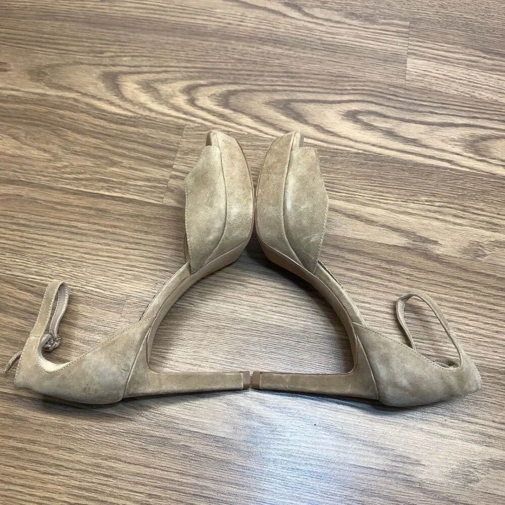 Sam Edelman Jerin Suede‎ Nude Platform Sandals Pump Heels in Oatmeal Size 8M